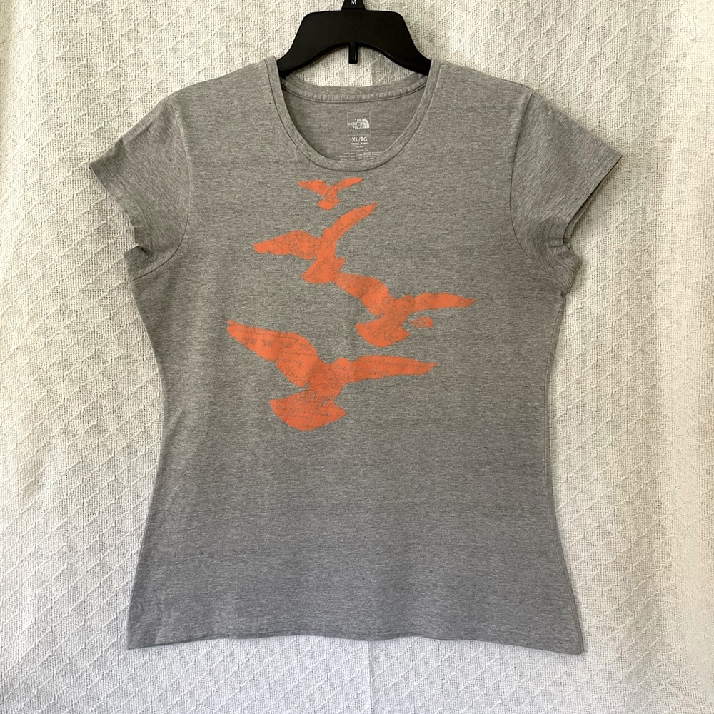 North Face orange birds grey t-shirt XL
